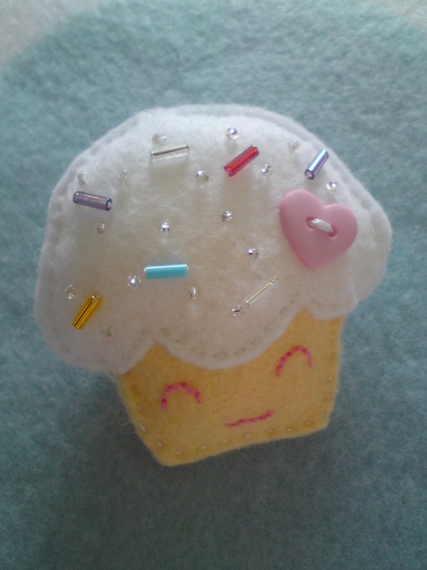 Broche de fieltro con forma de Cupcake estilo Kawaii Japonés