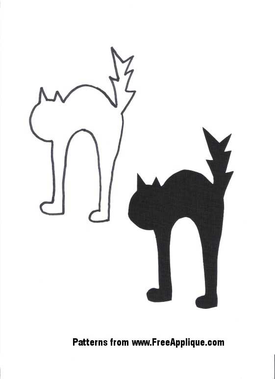 Plantilla o molde para hacer gato negro de fieltro para Halloween