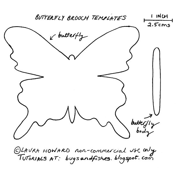Patrón o plantilla gratis para broche de fieltro en forma de mariposa
