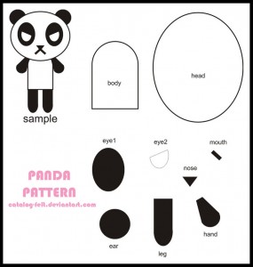 Plantilla para Angry Panda, un oso panda de fieltro - Broches de Fieltro