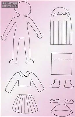 Patrón y plantilla para hacer una muñeca de fieltro, niña con uniforme japones del colegio