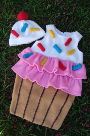 Disfraz original hecho fieltro para niñas, cupcake