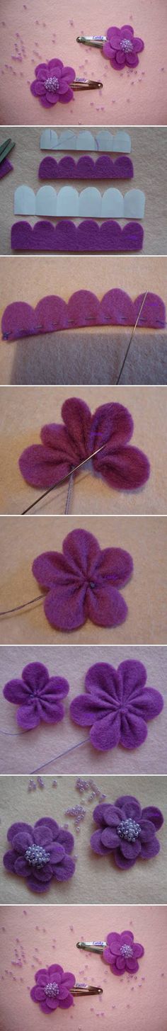 Tutorial aprender a hacer una flor de fieltro para clip pelo